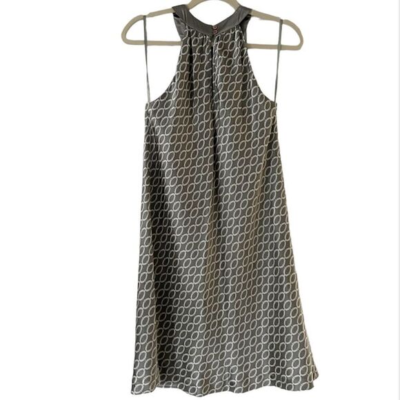 INC International Concepts 100% Silk Gray Print Halter Midi Dress Size 4 - Picture 2 of 7